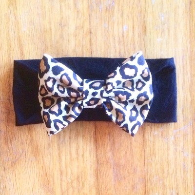 Leopard bow headwrap in black