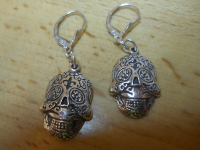 Fluer De Lis Sugar Skull Earrings
