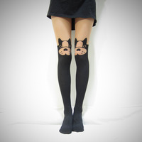 Must love dog_Boston Terrier mock thigh high tights/ stockings - Thumbnail 3