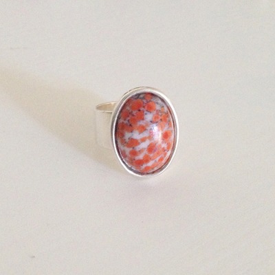 "caroline" coral matrix silver ring