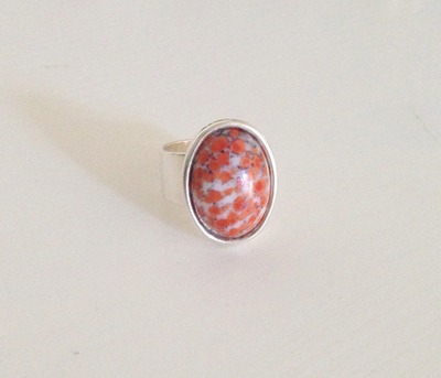 "Caroline" Coral Matrix Silver Ring