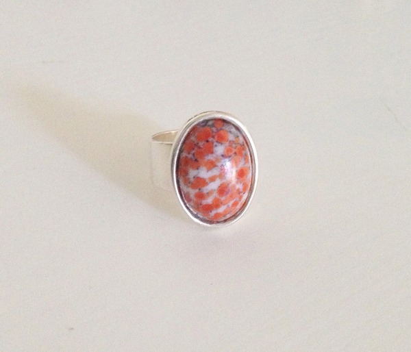 "Caroline" Coral Matrix Silver Ring