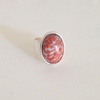 "Caroline" Coral Matrix Silver Ring
