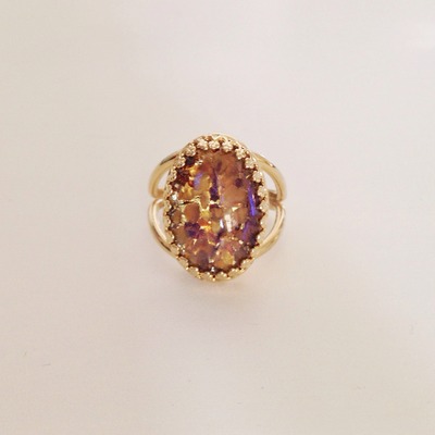 Vintage topaz opal gold ring
