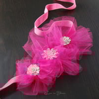 Wedding Crystal Tulle Head Piece Flower Girl Sash  - Style # HB113 By Luxe in Bloom - Thumbnail 1