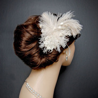 Wedding Feather Fascinator  - Style # FF113 By Luxe in Bloom - Thumbnail 1