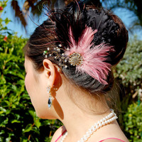 Bridal Head Piece Feather Fascinator - Style # FF110  - Thumbnail 4