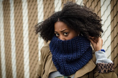 Navy Blue Chunky Cowl