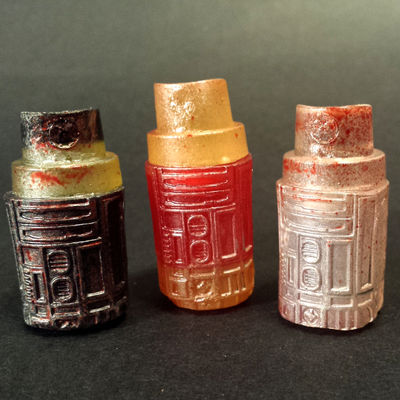 "fear and loathing in a galaxy far, far away.... r2 spray cap peg" - resin designer toy art piece