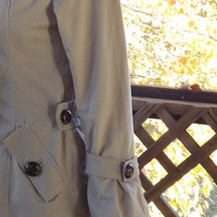 Womens Canvas Trench Coat, Short Brown Coat, Size Large - Thumbnail 3