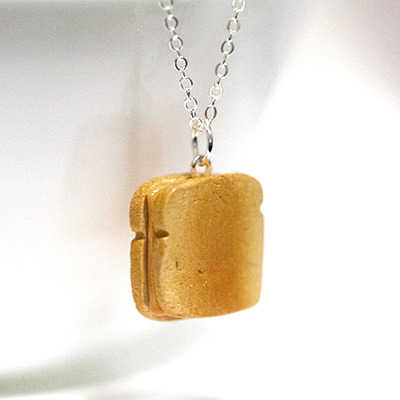 Kawaii cute miniature food necklaces - grilled cheese sandwich with sterling silver chain