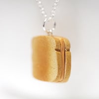 Kawaii Cute Miniature Food Necklaces - Grilled Cheese Sandwich with Sterling Silver Chain - Thumbnail 1