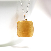 Kawaii Cute Miniature Food Necklaces - Grilled Cheese Sandwich with Sterling Silver Chain - Thumbnail 3