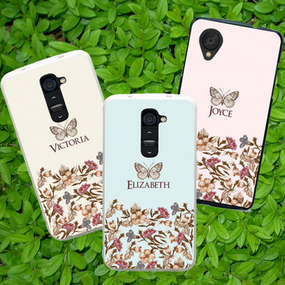 Samsung galaxy note 4 s6 s5 s4, lg google nexus 5 4 lg g3 cover -- personalized your name, custom made case, flower and butterfly design (e14) - Thumbnail 5