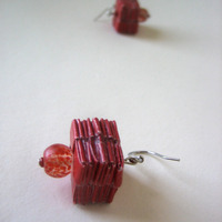 Rescued Wrapping Paper Earrings - Eco Chic - Thumbnail 1