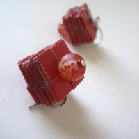 Rescued Wrapping Paper Earrings - Eco Chic - Thumbnail 2
