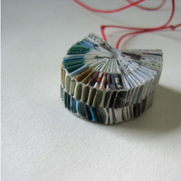 Junk Mail Necklace Hanging On Red Cord - Thumbnail 2