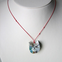 Junk Mail Necklace Hanging On Red Cord - Thumbnail 3