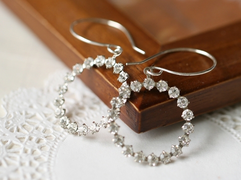 sparkling dangle earrings.