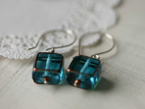 aqua blue dangle earrings 