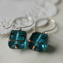 aqua blue dangle earrings 