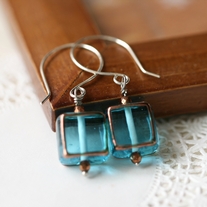 aqua blue dangle earrings  - Thumbnail 1
