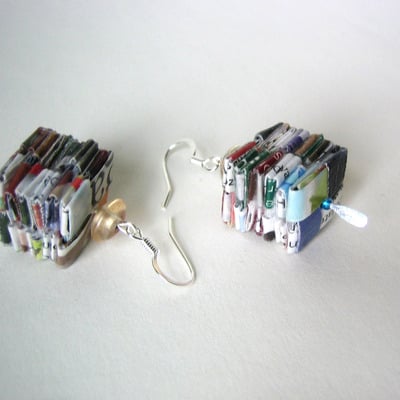 Eco earrings with cream glass beads