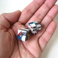 Glass Bead & Rescued Mailbox Paper Earrings - Thumbnail 2