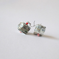 Reclaimed Paper Earrings with Millifiori Glass Beads - Thumbnail 3