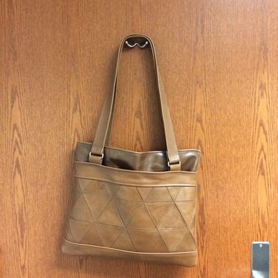 Panoramic framed leather tote