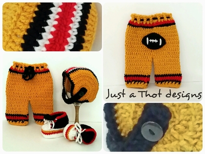 Football Outfit pants, hat, shoes - Crochet
