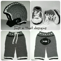 Football Outfit pants, hat, shoes - Crochet - Thumbnail 1