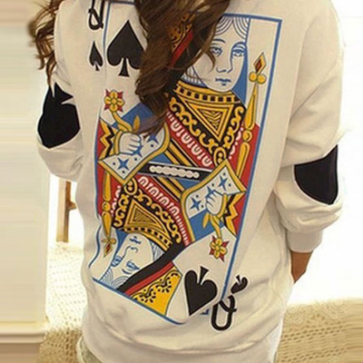 Queen of spade poker blouse with elbow patch