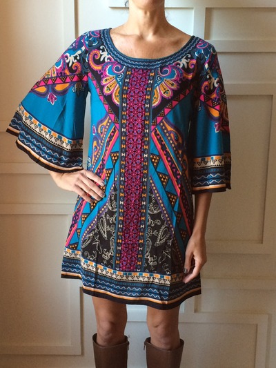 Unique Pattern Shift with Bell Sleeves