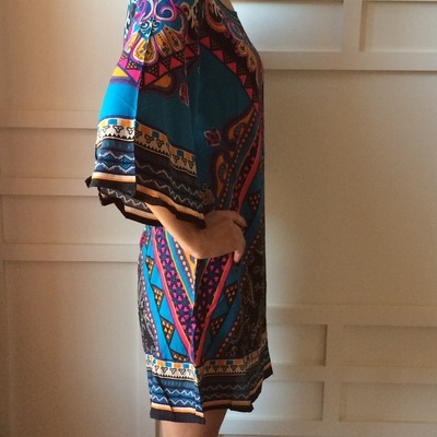 Unique pattern shift with bell sleeves