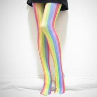 Over the Rainbow_Vertical rainbow striped tights / leggings - Thumbnail 1