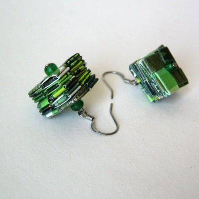 Green eco chic earrings