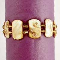 Orange Mother of Pearl, Crystal, and Copper Bracelet - Thumbnail 3