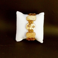 Orange Mother of Pearl, Crystal, and Copper Bracelet - Thumbnail 4