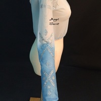 TOP5 mesh top with rhinestone two tone sleeves - Thumbnail 1