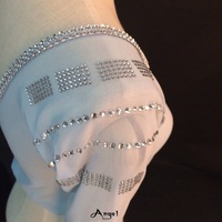 TOP5 mesh top with rhinestone two tone sleeves - Thumbnail 2