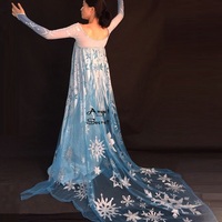 j888 Movies Frozen Snow Queen Elsa Cosplay Costume top version dress tailor made - Thumbnail 2