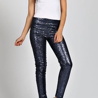 Navy Sequin Leggings - Thumbnail 1