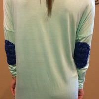 Aqua Top with Sequin Elbows - Thumbnail 2