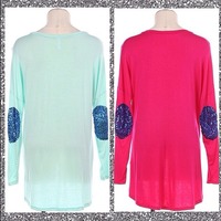 Pink Top with Sequin Elbows - Thumbnail 1