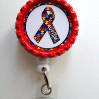 Autism Awareness Ribbon - ID Badge Holder - ID Badge Reel - Teacher Badge Reel - Office Personnel Badge Reel - Nursing Badge  - Thumbnail 2