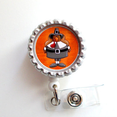 Pilgrim turkey - nursing badge holder - nurse badge reel - name badge - teacher badge reel - nurses badge