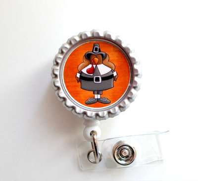 Pilgrim turkey - nursing badge holder - nurse badge reel - name badge - teacher badge reel - nurses badge