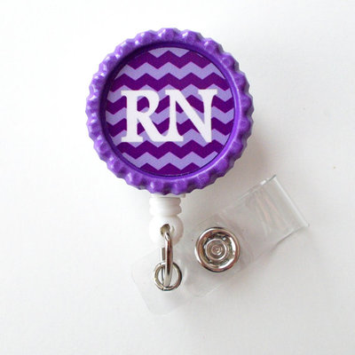 Rn chevron - id badge reel - name tag badge - nursing badge - nurse badge clip - cute id badge reel