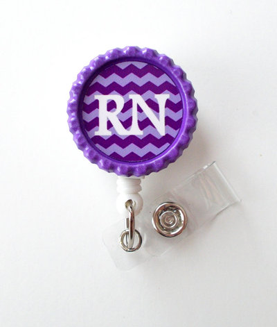 Rn chevron - id badge reel - name tag badge - nursing badge - nurse badge clip - cute id badge reel